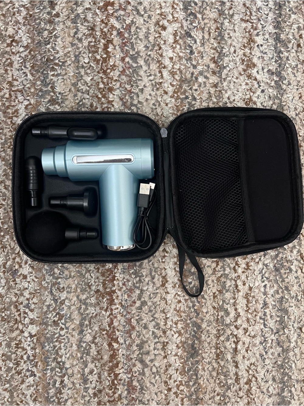Portable Massage Gun with Carrying Case - Light Blue